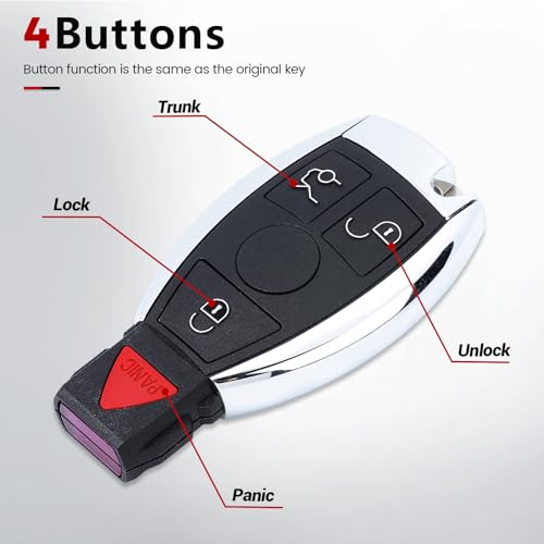 Beefunny 315MHz Smart 3+1 4 Button Replacement Remote Key Fob for Mercedes-Benz Support NEC & BGA 2000-2014 Year, 705 Moto - Image 4