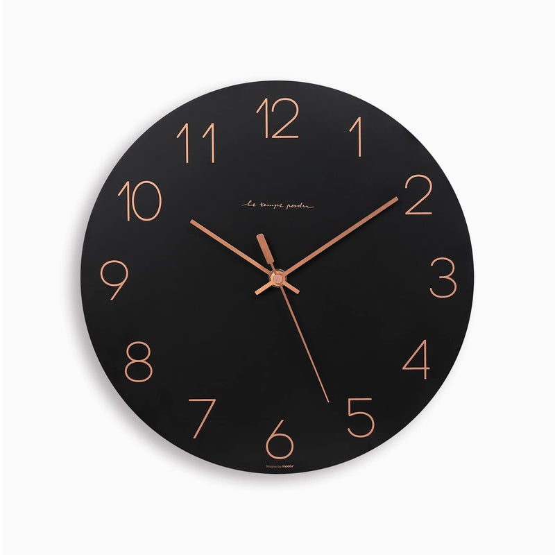 mooas Flatwood Black Wall Clock12 NonTicking Sweep Movement Decorative Modern Battery Operated Decorative Wall Clock for Home Living Room Kitchen Bedroom Office School Cafe Hotel Black