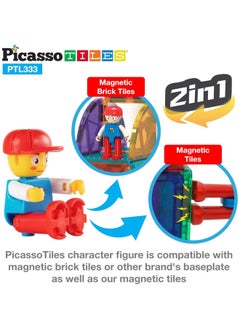 PicassoTiles PicassoTiles Brick Blocks and Magnet Tile Combo Building Block Set (333 Pieces)  - Image 4