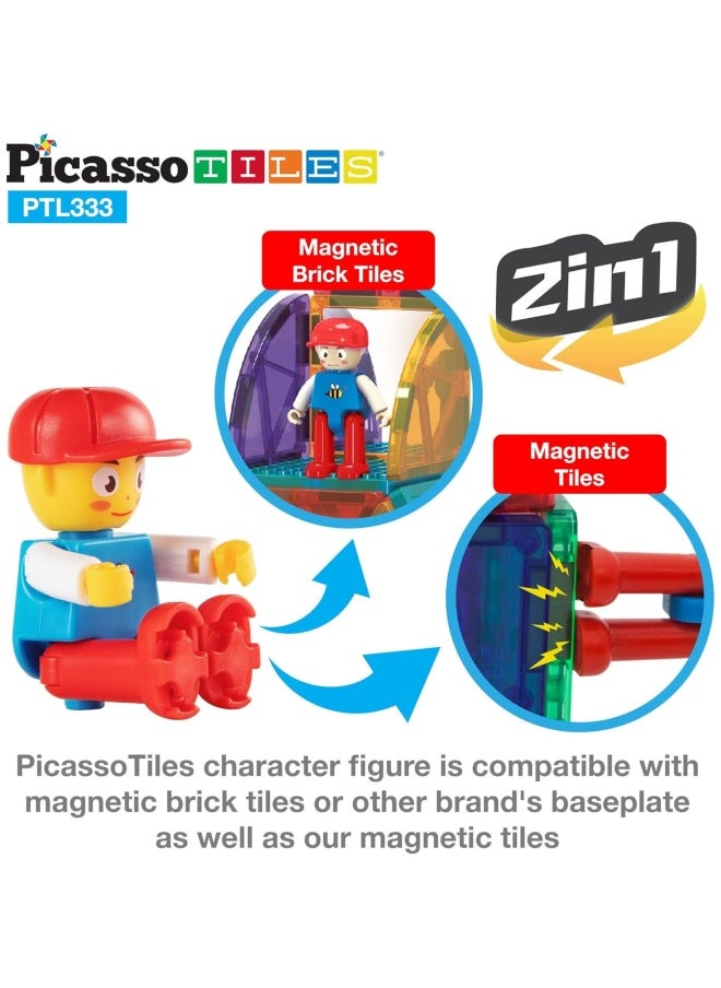 PicassoTiles - PicassoTiles Brick Blocks and Magnet Tile Combo Building Block Set (333 Pieces) - Image 1