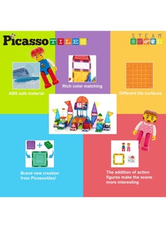 PicassoTiles PicassoTiles Brick Blocks and Magnet Tile Combo Building Block Set (333 Pieces)  - Image 3