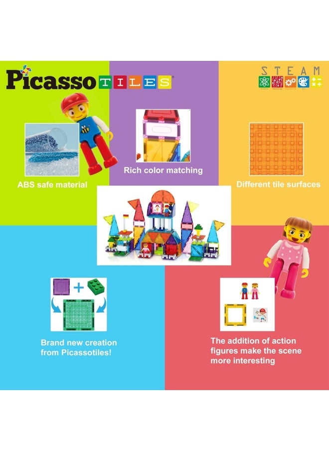 PicassoTiles - PicassoTiles Brick Blocks and Magnet Tile Combo Building Block Set (333 Pieces) - Image 1