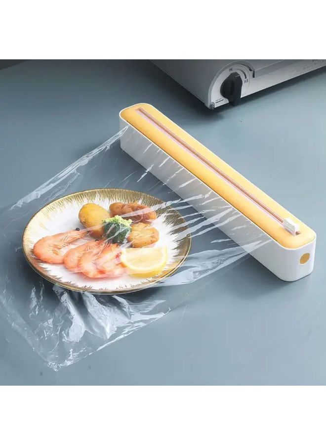 Yellow Multifunctional Cling Film Cutter For Home Kitchen Food Storage Dispenser With Lid One Size Fits All - Image 2