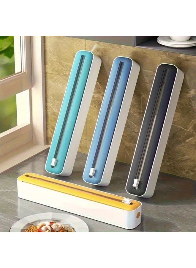 Yellow Multifunctional Cling Film Cutter For Home Kitchen Food Storage Dispenser With Lid One Size Fits All - Image 4