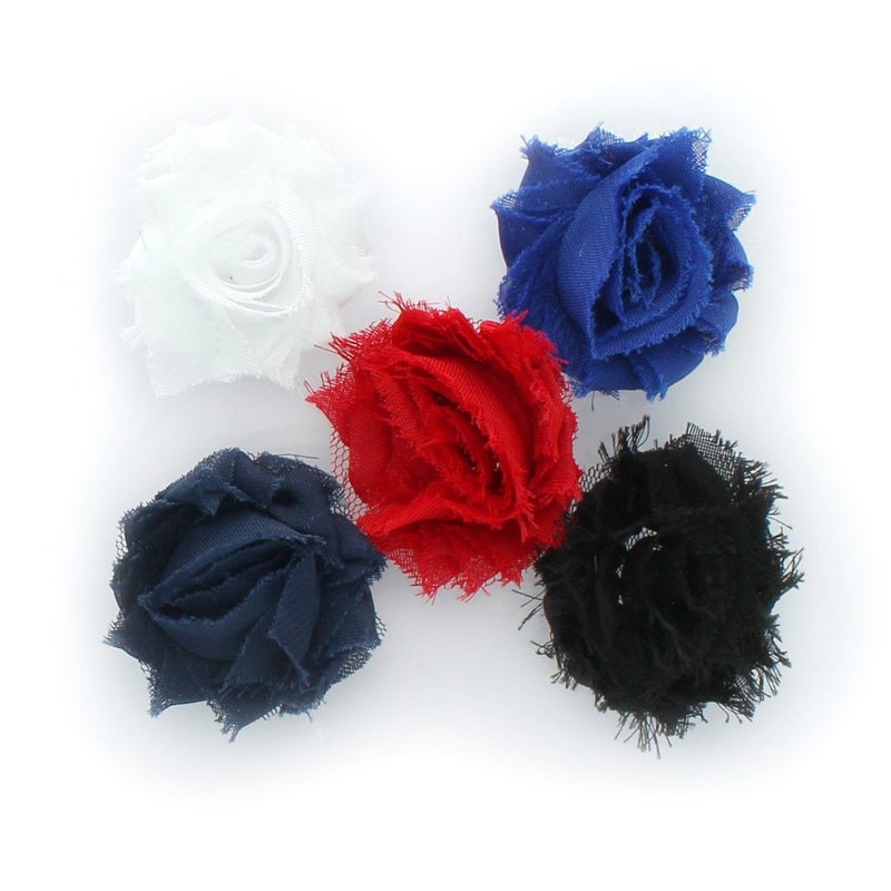My Lello 175 Small Shabby Flower Baby Hair Clippie Variety 5Pack WhiteRoyal BlueRedNavyBlack