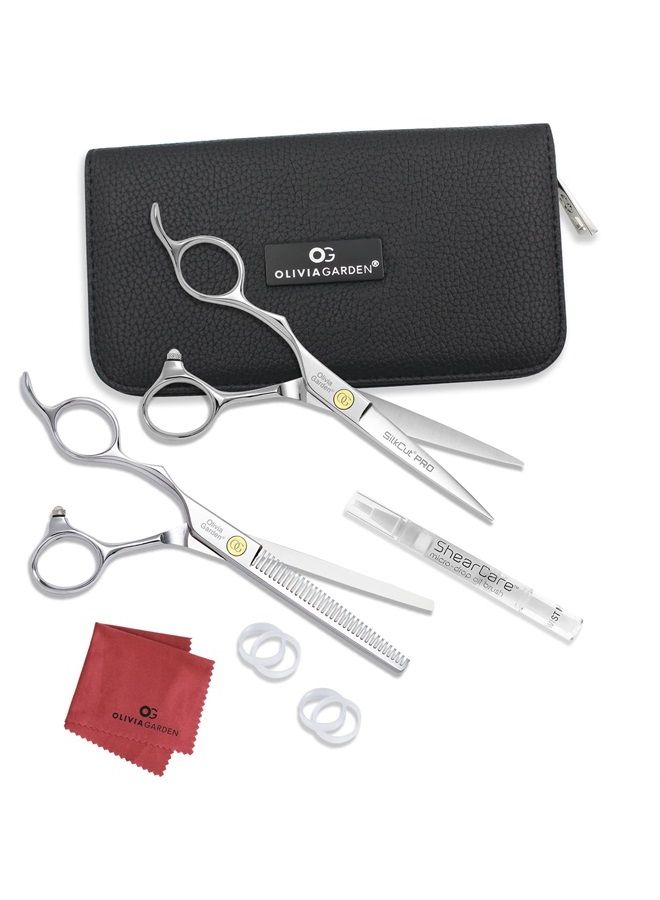 Olivia Garden SilkCutPro LEFT HANDED Shear and Thinner Zipper case deal (5.75" LEFT HANDED contains: SKP-575LH, SKP-T635LH) - Image 1