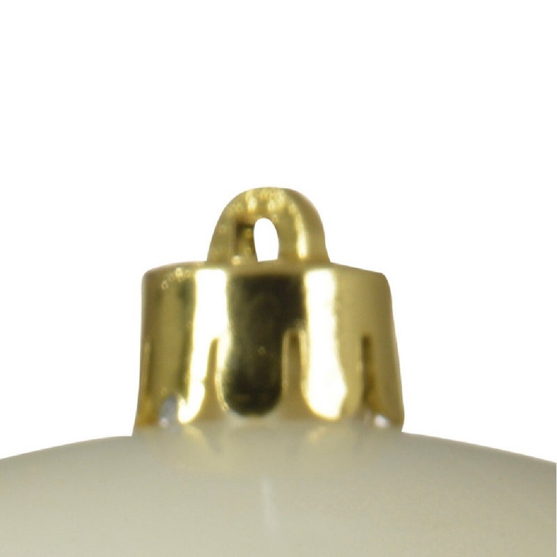 Kaemingk كرات عيد الميلاد البيضاء من كامينغك مصنوعة من الصوف والبوليسترين اللامع – 14 سم - Image 2