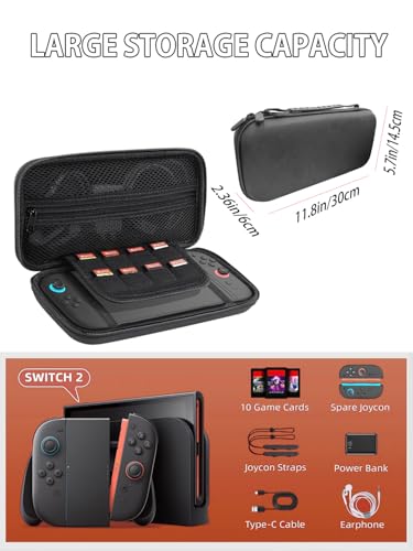 NBCP Switch 2 Carrying Case: Storage Bag compatible with Nintendo Switch 2 - Odor-Free Hard Shell Case with 8 Game Card Slots, Protective Travel Messenger Bag for Switch 2 Console and Accessories - Image 3