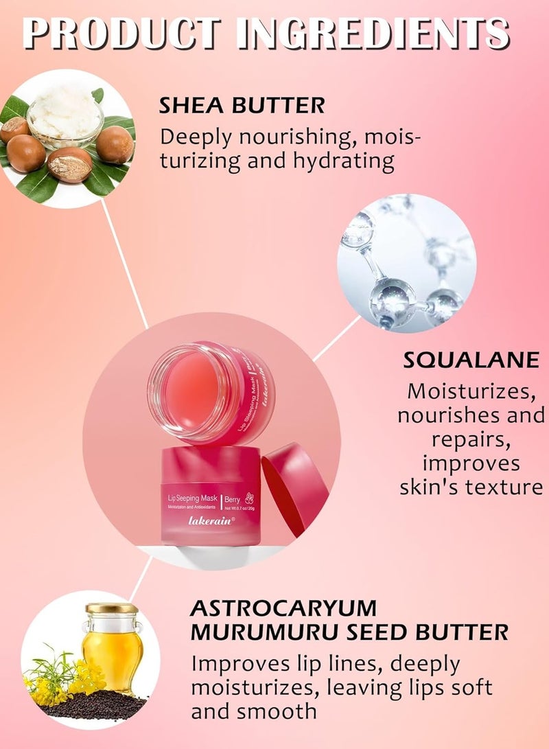 lakerain قناع الشفاه أثناء النوم قناع الشفاه الليلي قناع الشفاه المرطب ومعزز الكولاجين قناع الشفاه لإصلاح الشفاه ليلاً ونهارًا لتحسين الجفاف وتشقق الشفاه مقشر الشفاه زيت تكبير الشفاه بلسم الشفاه الملون 01 - Image 3