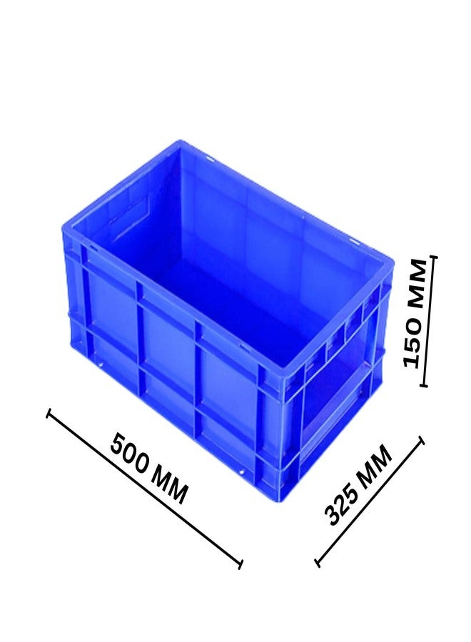 SINGHAL Plastic Crate 500x325x150 MM Blue, Multipurpose Heavy Duty Portable Crates for storage Bin | Shelf Basket for Large Storage Bin | Vegetable, Fruit, Milk - Image 2