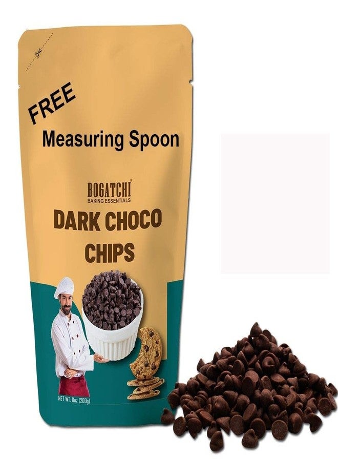 BOGATCHI Chocolate Chips for Cake Decoration, Dark Chocolate Chips, Dark Chocolate Chips, Tasty and Gluten Free, 200g with Free Measuring Spoon - Image 1