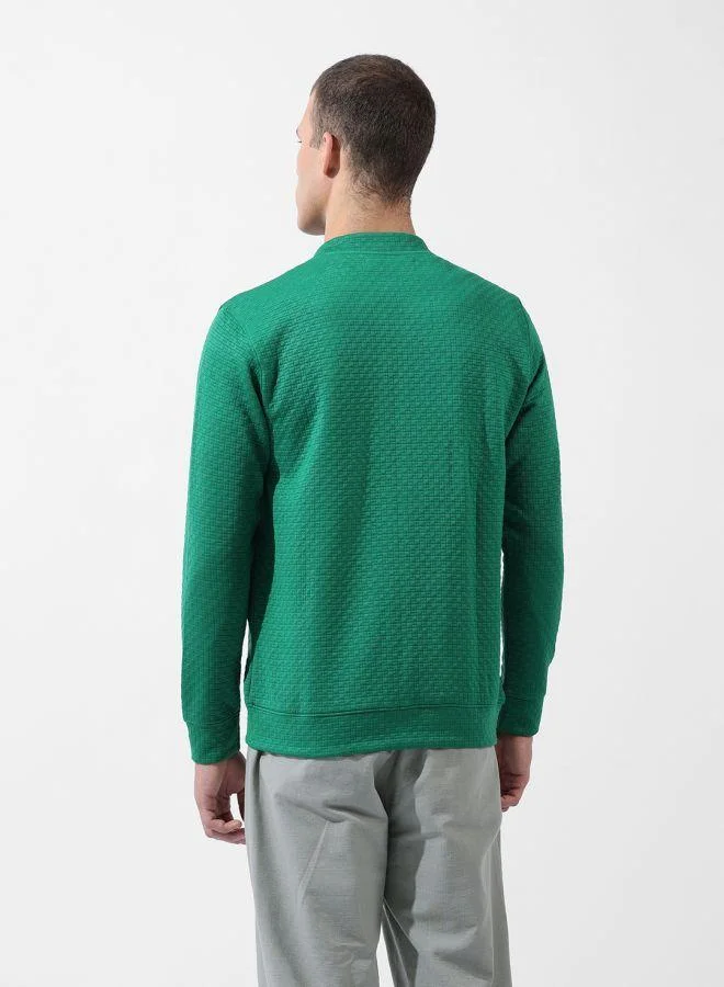 ذا انديان كراج كو Men Regular Fit Self Design Round Neck Full Sleeves Sweatshirt