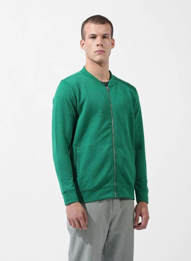 ذا انديان كراج كو Men Regular Fit Self Design Round Neck Full Sleeves Sweatshirt