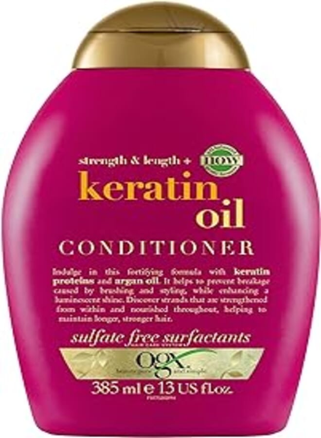 OGX, Conditioner, Strength & Length+ Keratin Oil, New Gentle and PH Balanced Formula, 385ml