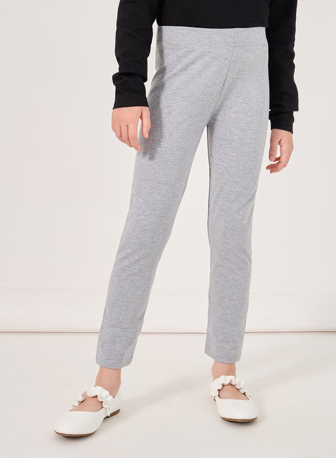 Styli Solid Elastic Waistband Leggings - Image 1