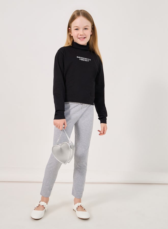 Styli Solid Elastic Waistband Leggings - Image 2