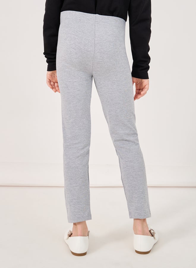 Styli Solid Elastic Waistband Leggings - Image 4