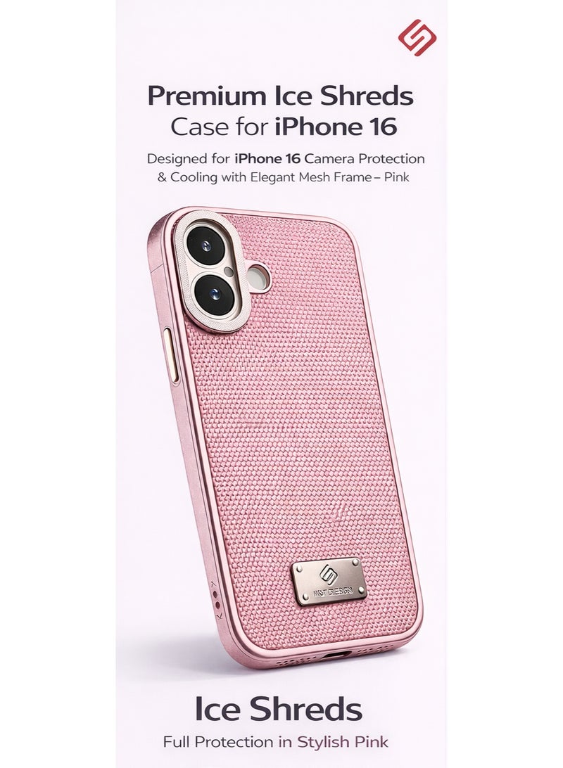 كي اس تي جراب KST DESIGN Ice Shreds لهاتف iPhone 16 – تصميم وردي فاخر بخامة شبكية، حماية للكاميرا، تبريد فعال ومقاوم للصدمات - Image 1