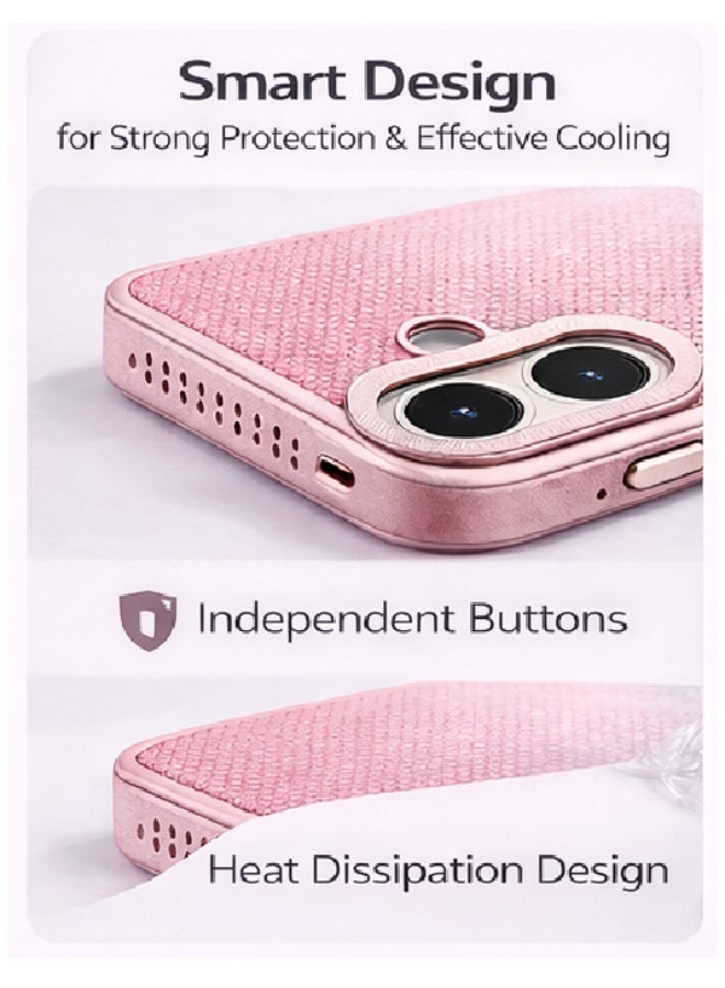 كي اس تي جراب KST DESIGN Ice Shreds لهاتف iPhone 16 – تصميم وردي فاخر بخامة شبكية، حماية للكاميرا، تبريد فعال ومقاوم للصدمات - Image 3