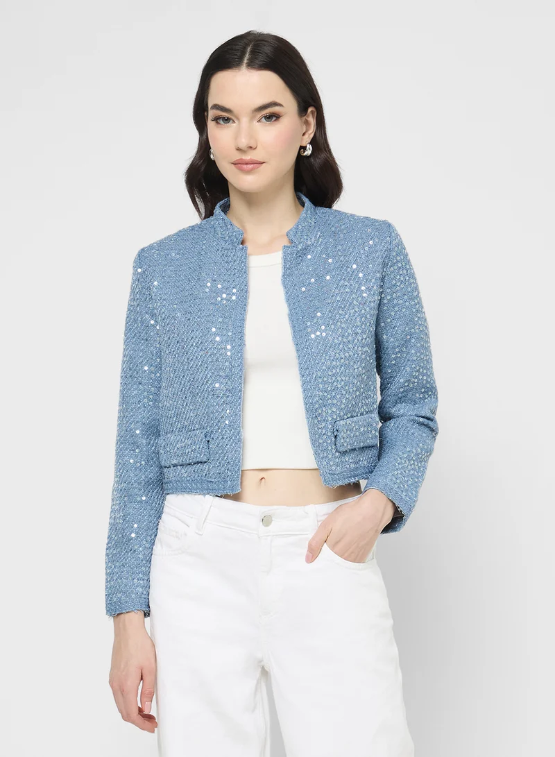 جينجر Classic Tweed Metallic Bomber