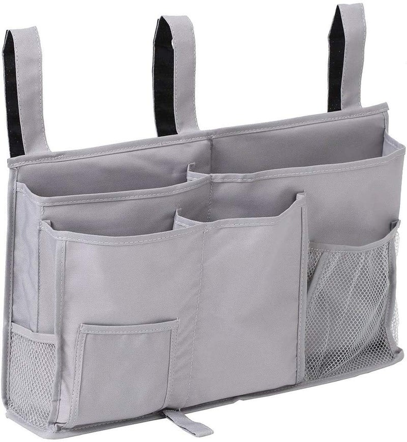 FUNYU FUNYU Bedside Caddy Hanging Under Bed Storage Organizer Bag with 8 Pockets for College Dorm Rooms Hospital Bed Rails Camp 