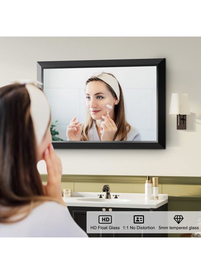ERZERT Black Bathroom Mirror for Over Sink,24x36Inch Thick Metal Framed Rectangle Decorative Mirror for Wall,Bedroom, Living Room, Entryway - Image 2