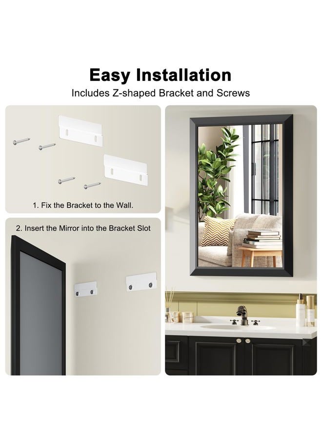 ERZERT Black Bathroom Mirror for Over Sink,24x36Inch Thick Metal Framed Rectangle Decorative Mirror for Wall,Bedroom, Living Room, Entryway - Image 5