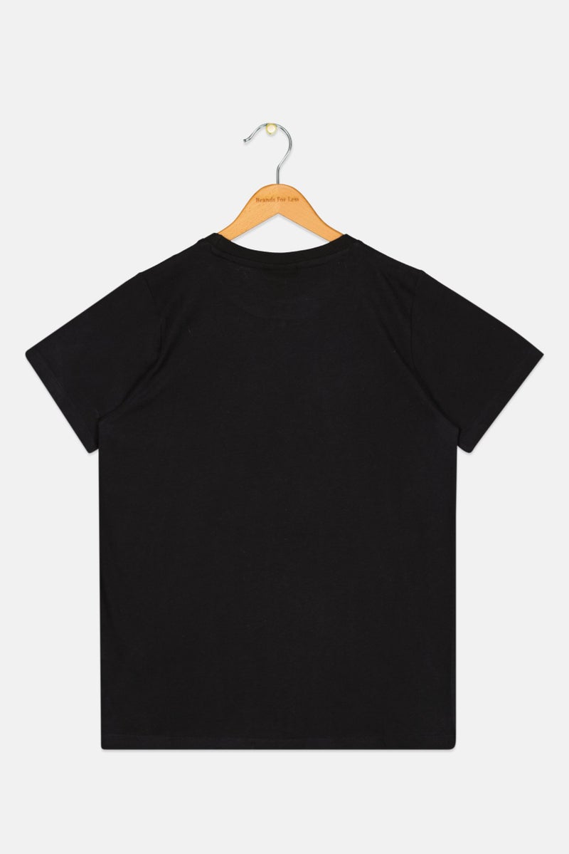 Ellesse تي شيرت أولاد للأطفال بطباعة جرافيك خارجية، أسود - Image 2