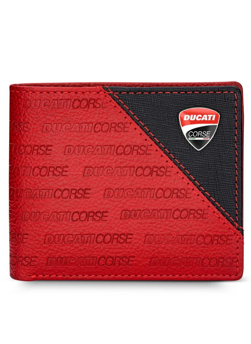 دوكاتي كورس Ducati Corse DTLGW2200302 Elegante Genuine Leather Wallet, Red, M, Casual