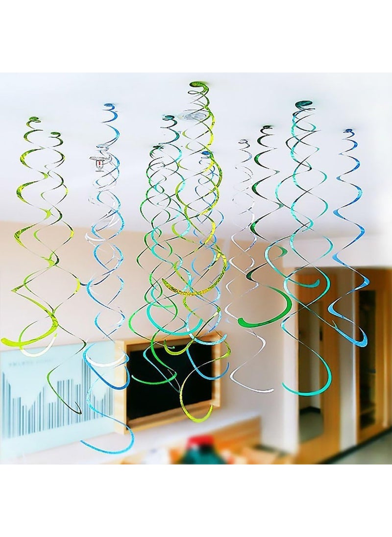 ZOOYOO ZOOYOO Party Swirl Decorations Blue and Orange Foil Ceiling Hanging Swirl Decoration Whirls Decorations for Birthday Wedding Anniversary Graduation Party Supplies Pack of 20  - Image 5