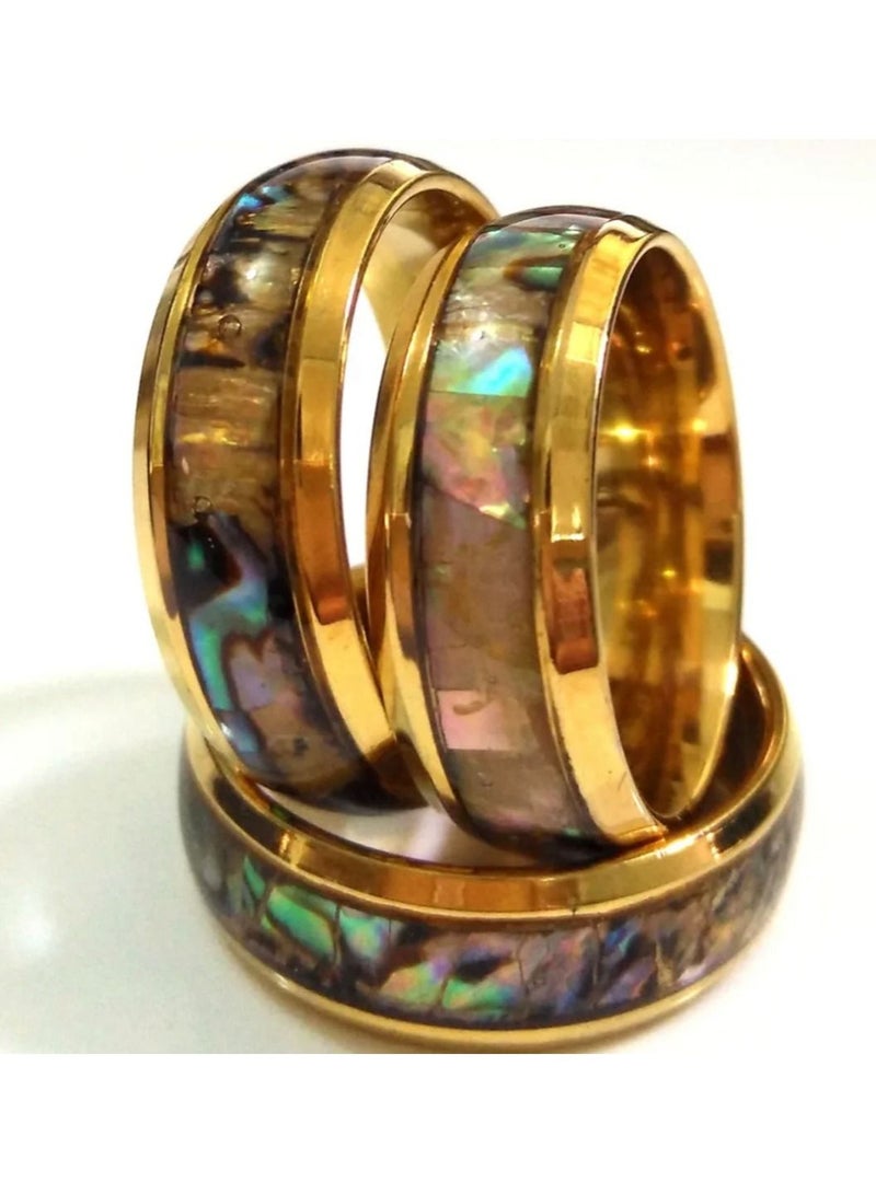 استراتيجية مجموعة خواتم أنيقة من الفولاذ المقاوم للصدأ مصنوعة من أحجار الراين واللؤلؤ مجوهرات للجنسين - Image 4