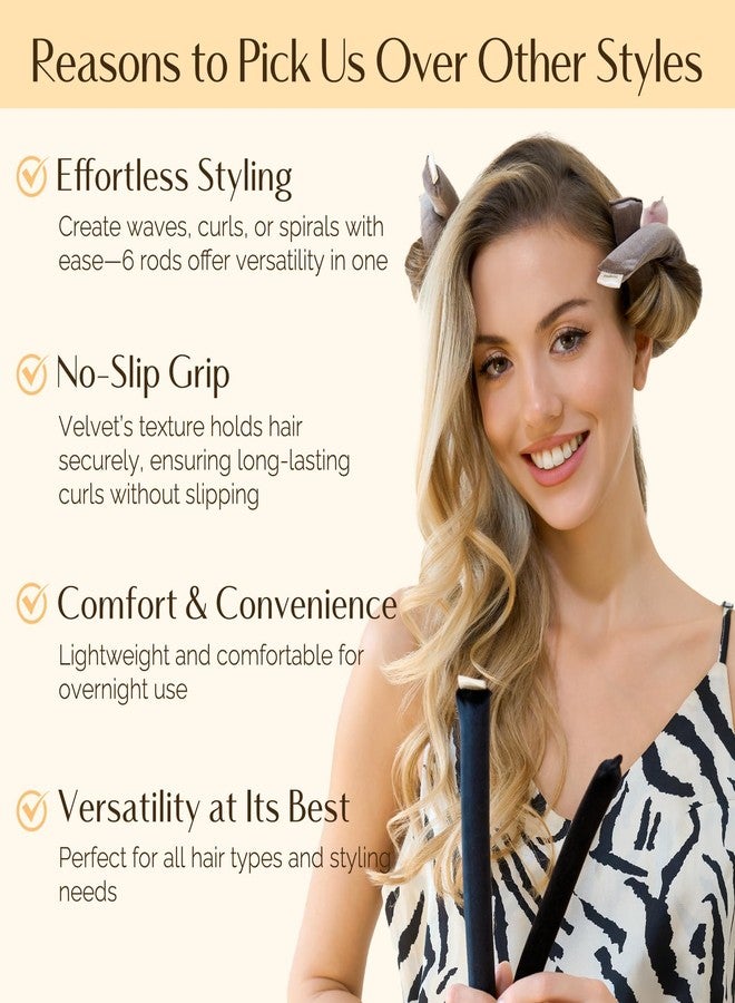 YANIBEST Heatless Hair Curler, Heatless Curls Overnight, No Heat Heatless Curling Rod, Heatless Hair Curlers to Sleep in, 6PCS Rods for Most Hair Types - Image 4