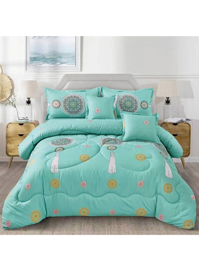 NIBEMINENT 6 Piece Summer Comforter Set Polyester Multicolour 220x240cm - Image 1