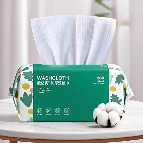 مناديل وجه قطنية ناعمة قابلة للتخلص 100 قطعة مناديل قطنية جافة لغسل وتجفيف الوجه مناديل لتنظيف البشرة مزيل مكياج تعبئة كبيرة 1 عبوة