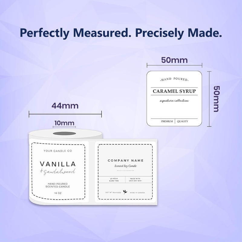 SEZNIK Waterproof, Non-Tearable, Sticky Thermal Lables, Label Roll, 2 inch Adhesive Thermal Labels for Label Printers (50mmx50mm - 750 Lables), 150 Labels - Image 2