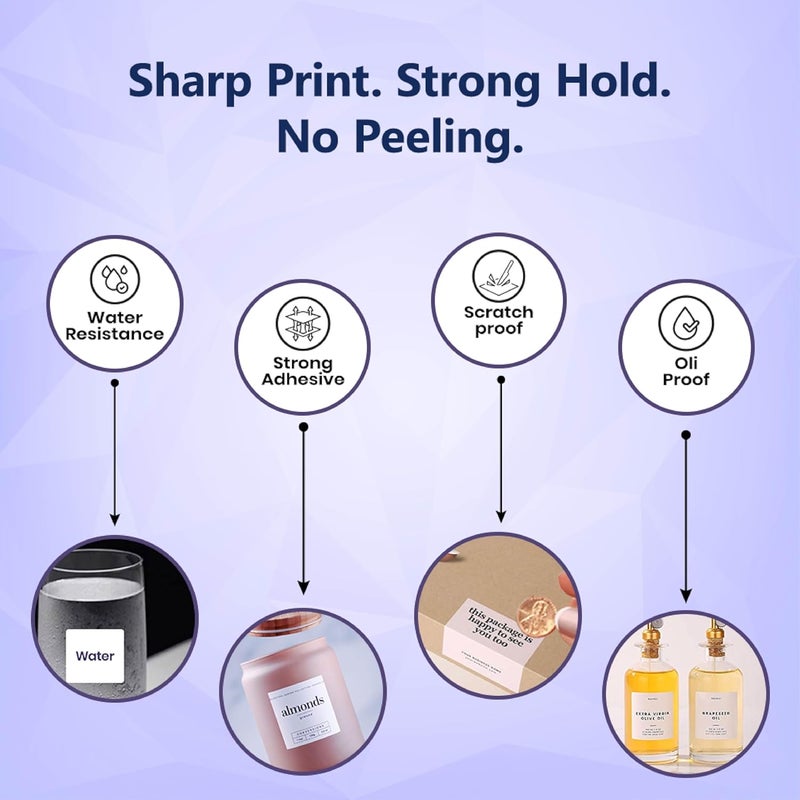 SEZNIK Waterproof, Non-Tearable, Sticky Thermal Lables, Label Roll, 2 inch Adhesive Thermal Labels for Label Printers (50mmx50mm - 750 Lables), 150 Labels - Image 3