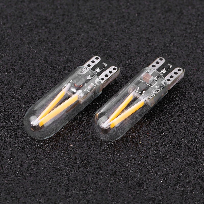 Pair of 8-28V W5W T10 Glass COB Filament LED Car Reading DRL Turn Signal LED Bulb Yellow Light - Image 4