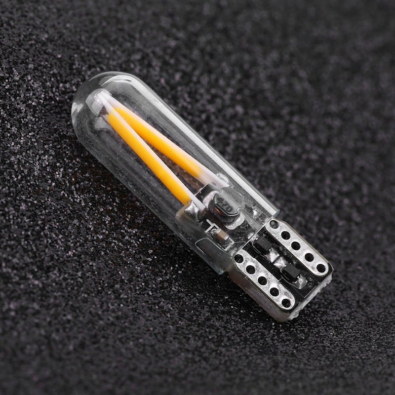 Pair of 8-28V W5W T10 Glass COB Filament LED Car Reading DRL Turn Signal LED Bulb Yellow Light - Image 5