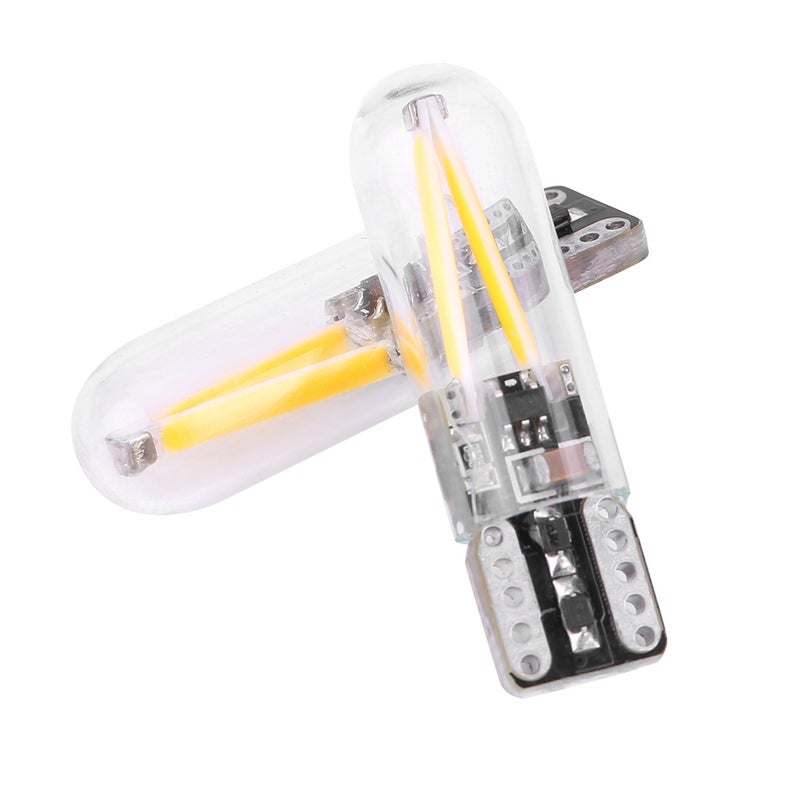 Pair of 8-28V W5W T10 Glass COB Filament LED Car Reading DRL Turn Signal LED Bulb Yellow Light - Image 3