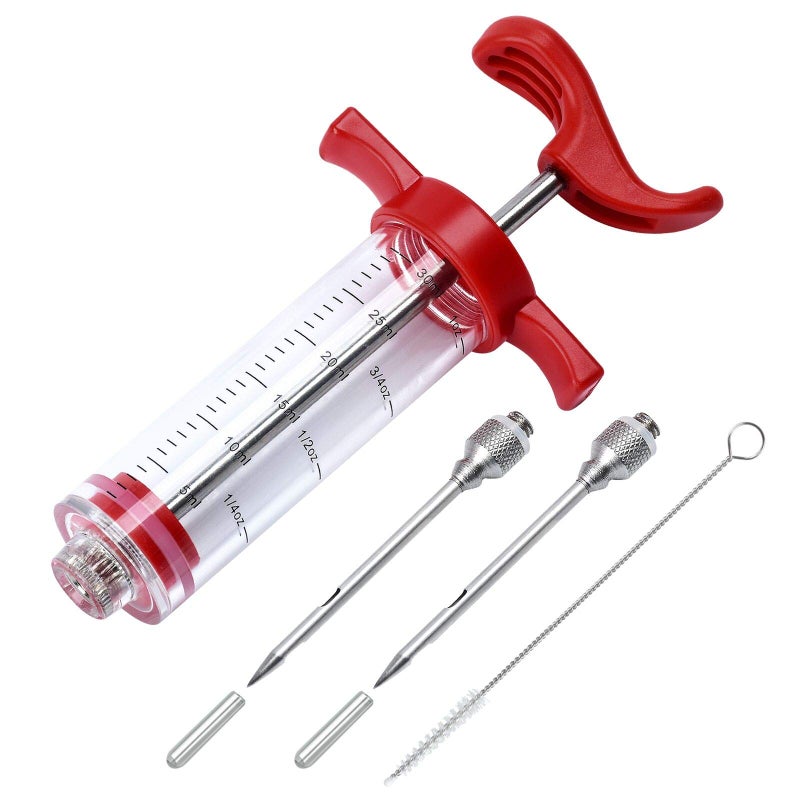 Meat Injector Plastic Marinade Turkey Injector with 1oz Capacity 2pcs stainless steel needles by DIMESHY