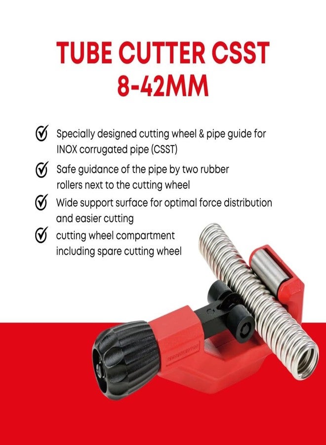 Rothenberger Tube Cutter with Spare Cutting Wheel for Corrugated Stainless Steel Tubing (CSST) - 10-42 mm, Wide Surface, Cutting Wheel Compartment - 1000001747 - Image 2