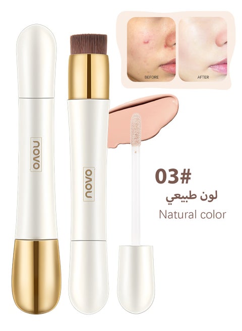 Double Headed Concealer Stick with A Brush, Full Coverage Brightening Under Eye Concealer, Lightweight Long Lasting Moisturizing Smooth Highlighter for Women, Create a Clean 3D Looking 7G