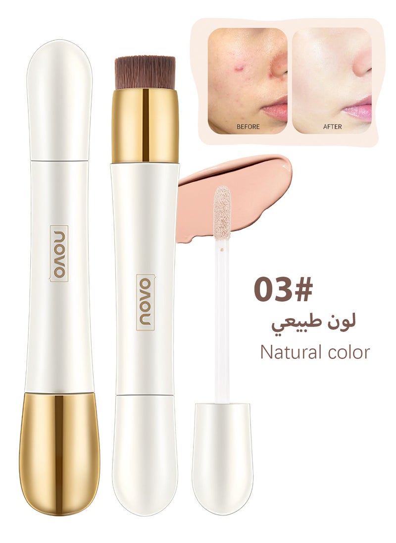 Novo Double Headed Concealer Stick with A Brush, Full Coverage Brightening Under Eye Concealer, Lightweight Long Lasting Moisturizing Smooth Highlighter for Women, Create a Clean 3D Looking 7G  - Image 1