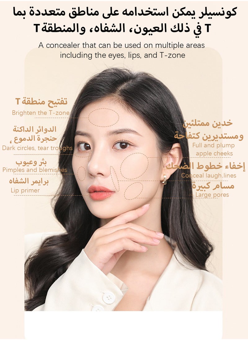 Novo Double Headed Concealer Stick with A Brush, Full Coverage Brightening Under Eye Concealer, Lightweight Long Lasting Moisturizing Smooth Highlighter for Women, Create a Clean 3D Looking 7G  - Image 4