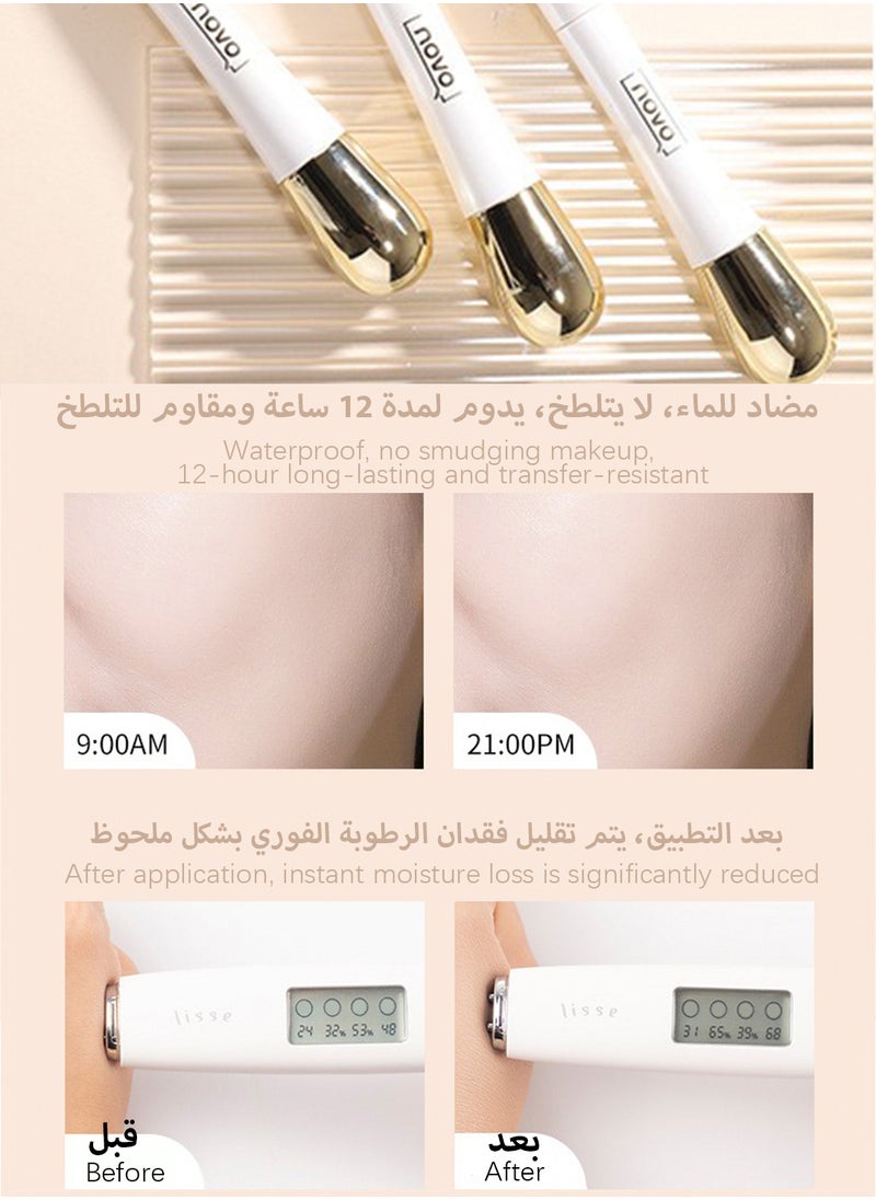 Double Headed Concealer Stick with A Brush, Full Coverage Brightening Under Eye Concealer, Lightweight Long Lasting Moisturizing Smooth Highlighter for Women, Create a Clean 3D Looking 7G