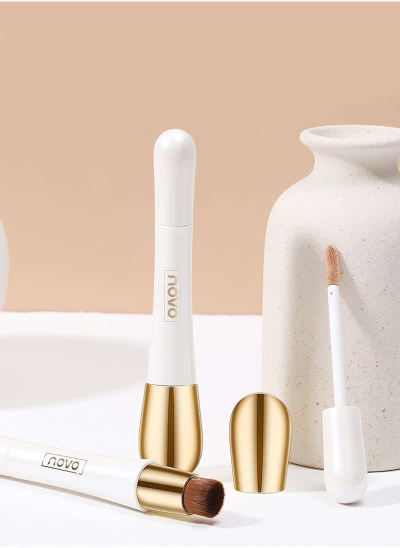 Novo Double Headed Concealer Stick with A Brush, Full Coverage Brightening Under Eye Concealer, Lightweight Long Lasting Moisturizing Smooth Highlighter for Women, Create a Clean 3D Looking 7G  - Image 2