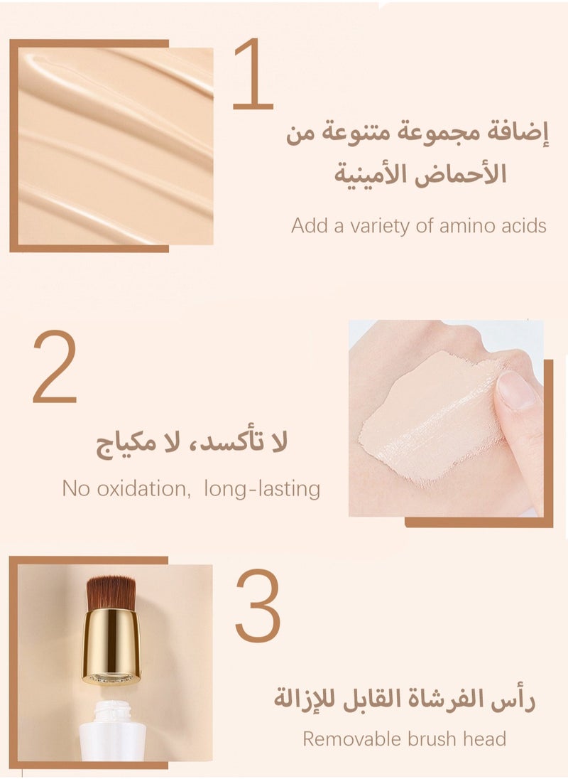 Double Headed Concealer Stick with A Brush, Full Coverage Brightening Under Eye Concealer, Lightweight Long Lasting Moisturizing Smooth Highlighter for Women, Create a Clean 3D Looking 7G