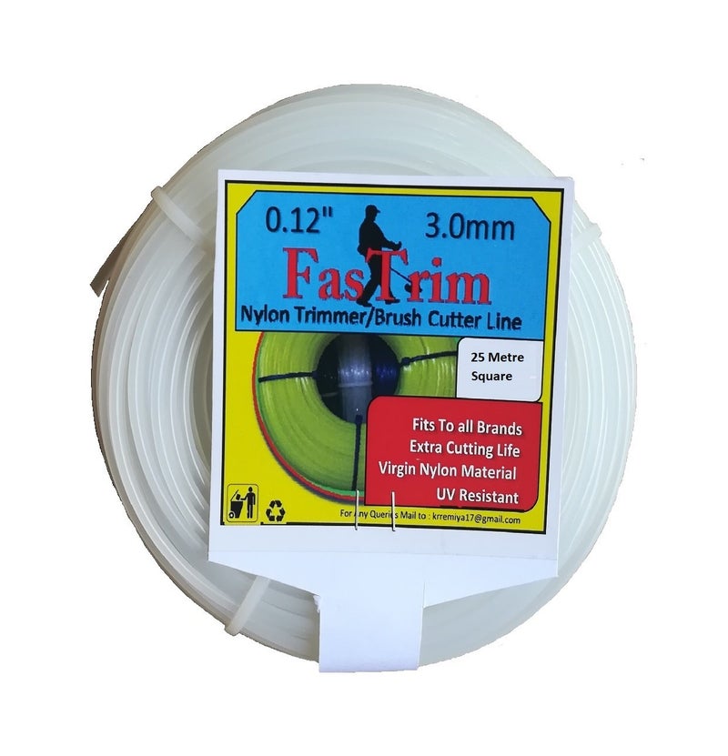 FasTrim 3.0mm (0.12inch) 25 metre Square/White/Grass Cutter/Nylon Trimmer line - Image 2
