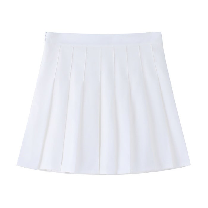 (Safety pants_zipper_button) pleated skirt JK uniform skirt skirt spring and summer versatile short skirt fashion Deep khaki - Image 3