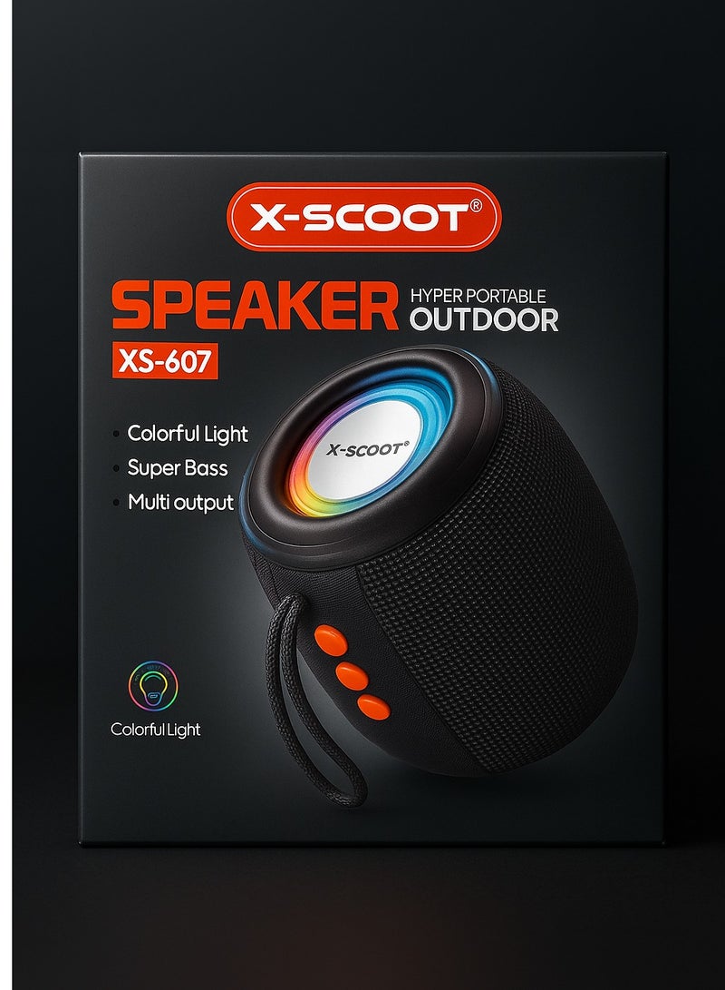 X-SCOOT XS-607 Portable Sub Speaker Bluetooth with Powerful Super Bass & Colorful Lighting, Suitable for Trips, Offices & Outdoor Use – Black - Image 2